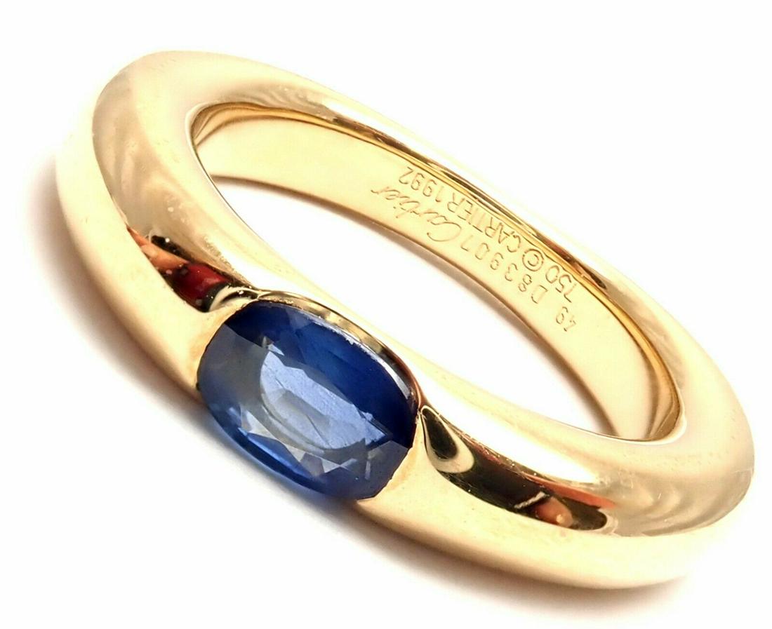 Authentic! Cartier 18k Yellow Gold Sapphire Ellipse (1 of 9)