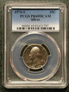 1976-S Washington Silver Quarter PR69DCAM - PCGS: 1976-S Washington Silver Quarter PR69DCAM Shipping:Domestic: Flat-rate of $10.00 to anywhere within the contiguous U.S.International: Foreign shipping rates are determined by destination.Combined