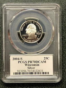 2004-S Wisconsin Silver State Quarter PR70DCAM - PCGS: 2004-S Wisconsin SilverState Quarter PR70DCAM Shipping:Domestic: Flat-rate of $10.00 to anywhere within the contiguous U.S.International: Foreign shipping rates are determined by
