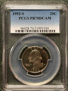1992-S PCGS PR70DCAM Washington 25c - PCGS: 1992-S PCGS PR70DCAM Washington 25c Shipping:Domestic: Flat-rate of $10.00 to anywhere within the contiguous U.S.International: Foreign shipping rates are determined by destination.Combined