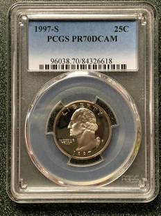 1997-S Washington Quarter PR70DCAM - PCGS: 1997-S Washington Quarter PR70DCAM Shipping:Domestic: Flat-rate of $10.00 to anywhere within the contiguous U.S.International: Foreign shipping rates are determined by destination.Combined shipping: