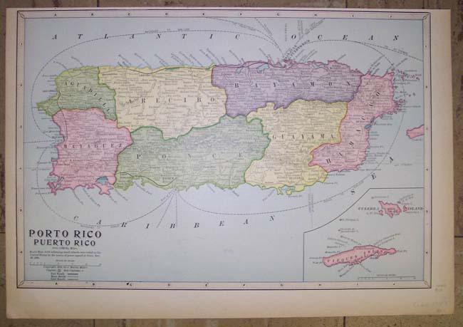 Porto Rico Puerto Rico: Title/Content of Map: Porto Rico Puerto Rico Date: 1900 Cartographer: CRAM, GEORGE F. Publisher: J. MARTIN MILLER/L.G. STAHL Size: 10Height - 15Width Area 3,550 Sq. Miles. ... Copyrighted in 1899 by J