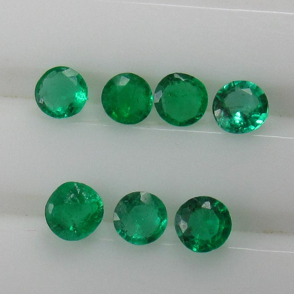 0.73 Ctw Natural 7 Zambian Emerald  Round Set (1 of 2)