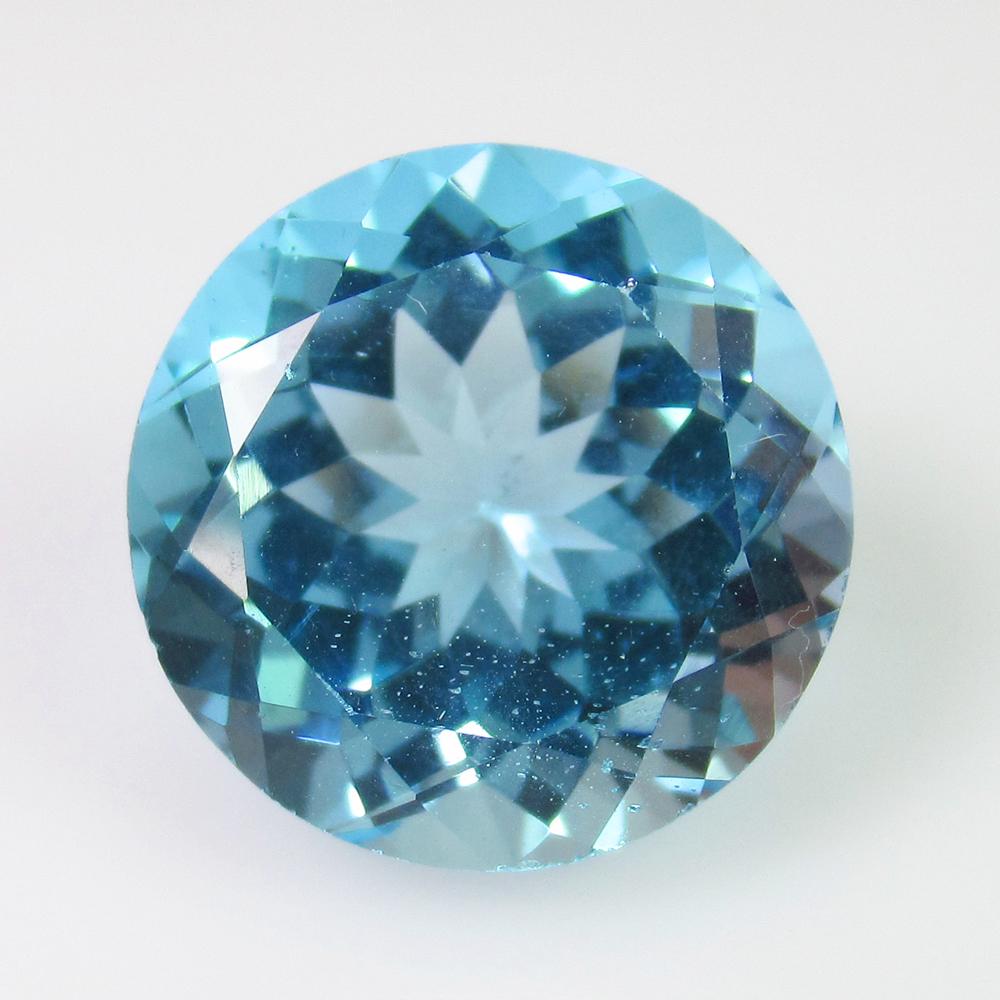 12.95 Ct Genuine Blue Topaz 14 mm Round Cut (1 of 2)