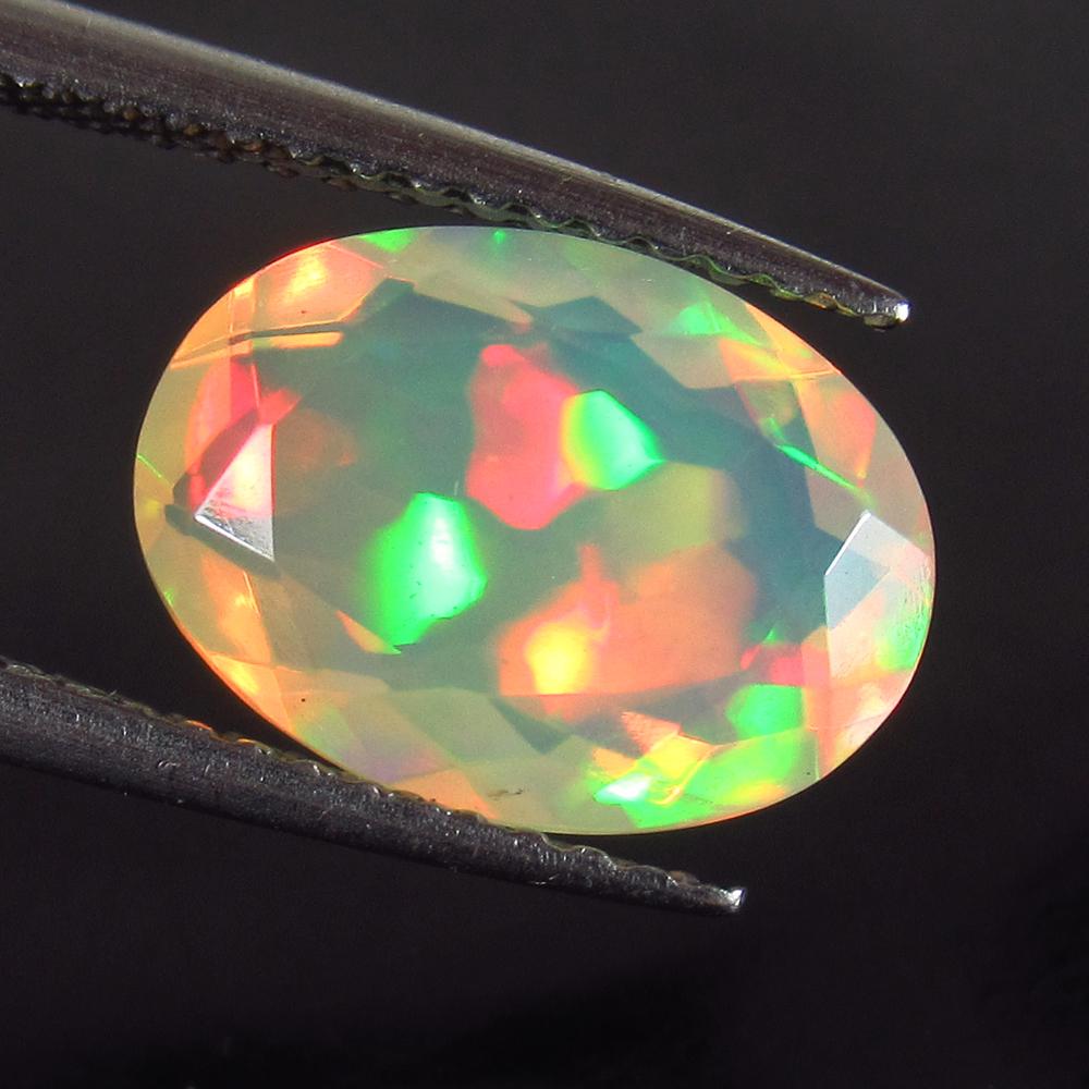 1.85 Ct Genuine Multi-Color Fire Faceted Opal Oval Cut (1 of 2)