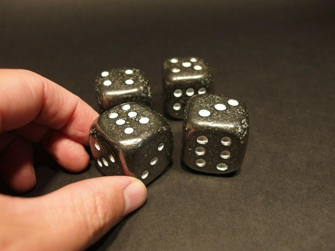 4 Blacksmith made Iron 1" Dice: 4 heavy iron reproduction antique dice They are about 1 1/4" square. Reserve: $15.00 Shipping: Domestic: Flat-rate of $8.00 to anywhere within the contiguous U.S. International: Foreign shipping rates