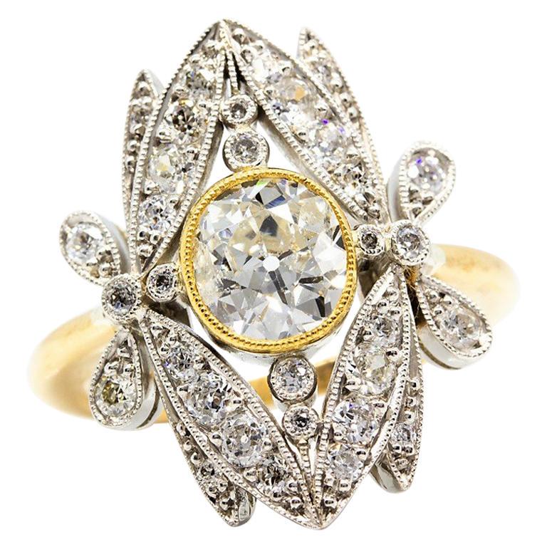 Handmade 18 Karat Gold and Platinum Old Mine Cut (1 of 8)