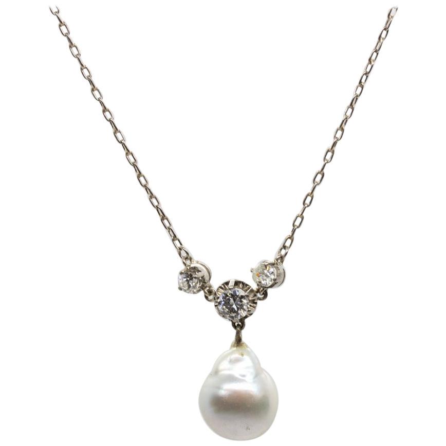 Antique Edwardian Platinum GIA Certified Pearl and (1 of 7)