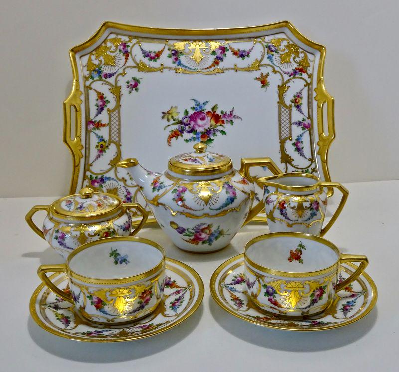 Antique Wolfsohn Dresden Tea Set for Two Meissen Style (1 of 6)