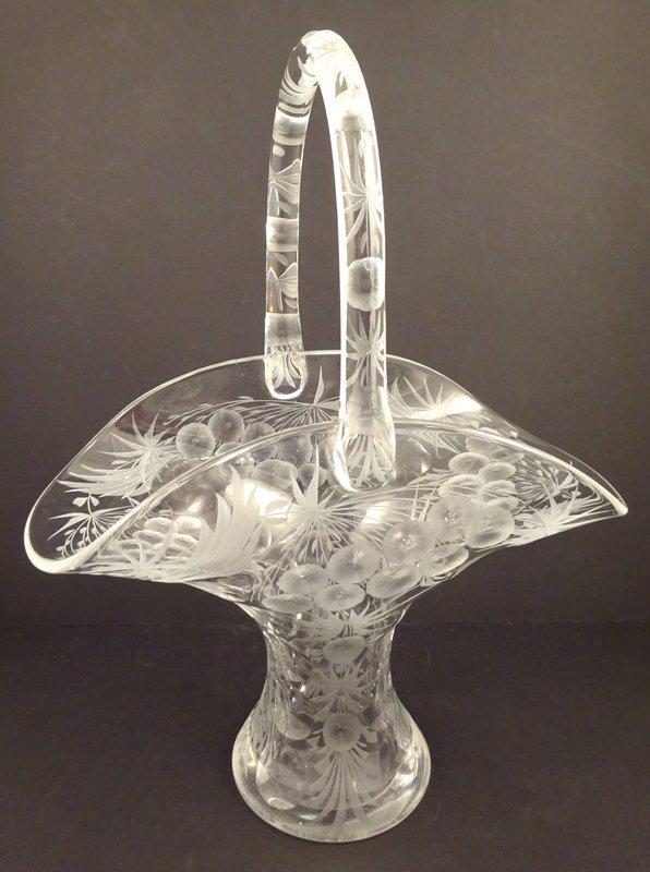 Antique Libbey Intaglio Cut Glass Basket (1 of 6)
