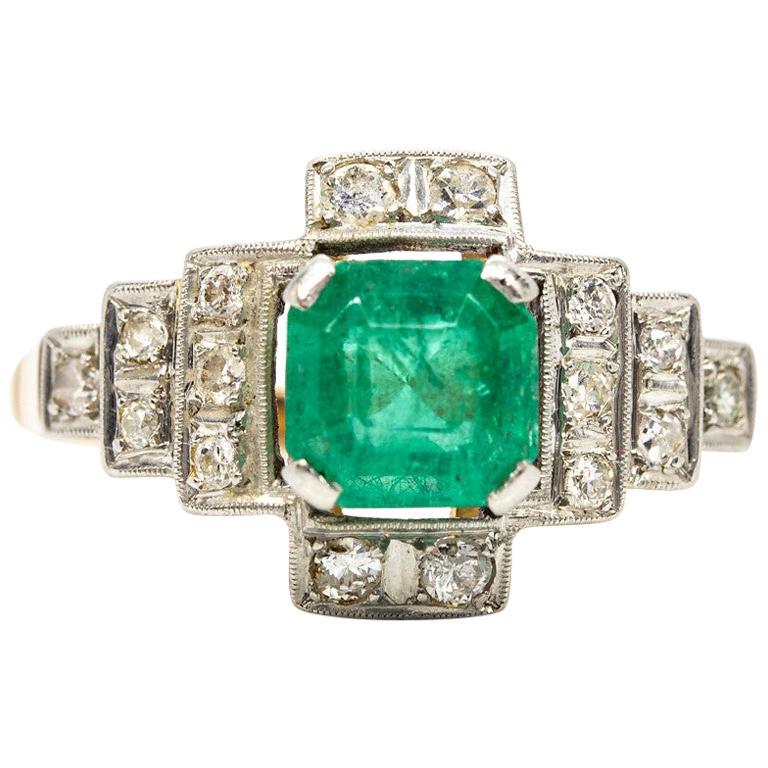 Art Deco 18 Karat Gold and Platinum Emerald and (1 of 7)