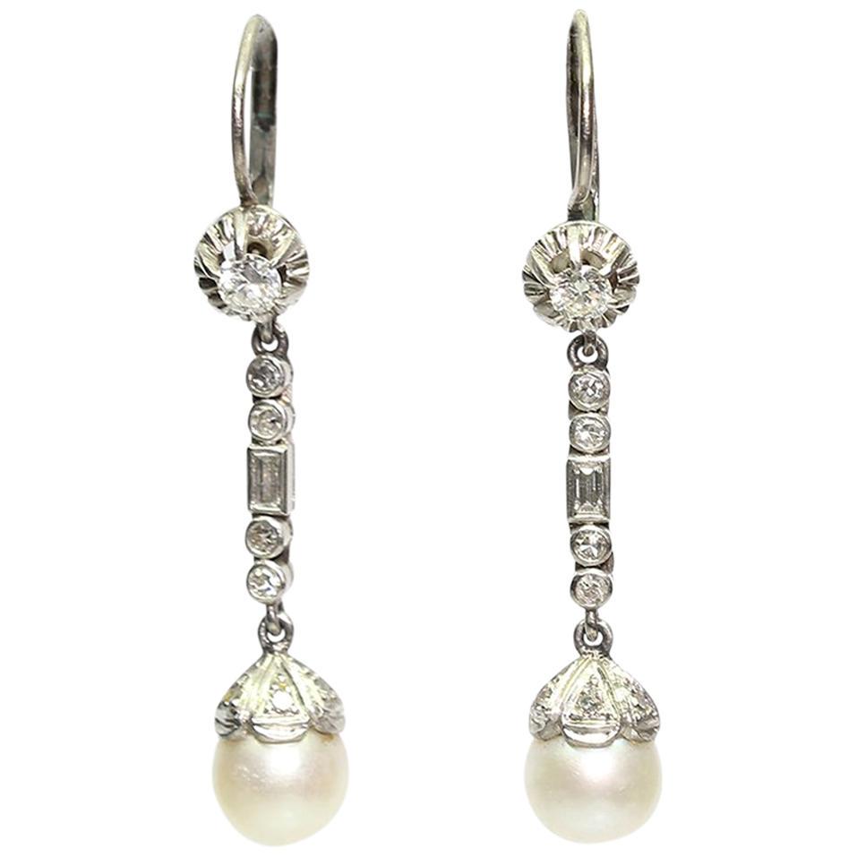 Antique Edwardian Platinum 1.1 Carat Diamond and Pearl (1 of 5)