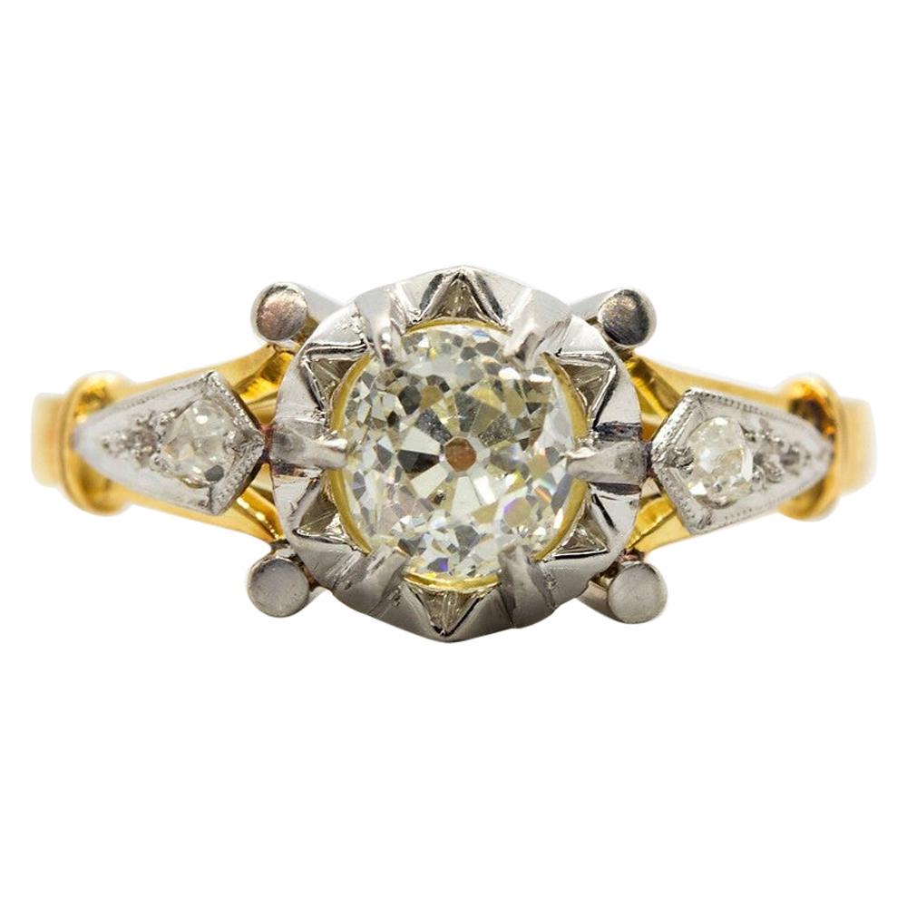 Art Deco 18 Karat Gold and Platinum Diamonds Engagement (1 of 8)