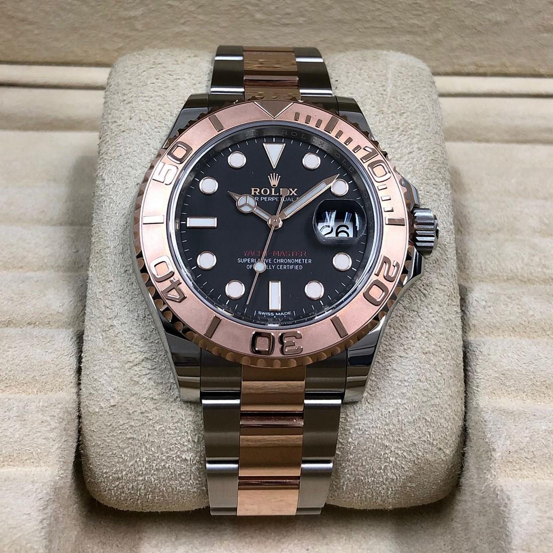 Rolex Yatch-Master Everose & Stainless Steel Watch: Model: Yacht-Master Ref. 116621CHSO Movement: Perpetual, Self-winding ChronometerCase Size: 40mm Case Material: Stainless Steel Bracelet Materials: Everose & Stainless SteelBracelet Style: Rolesor Oys