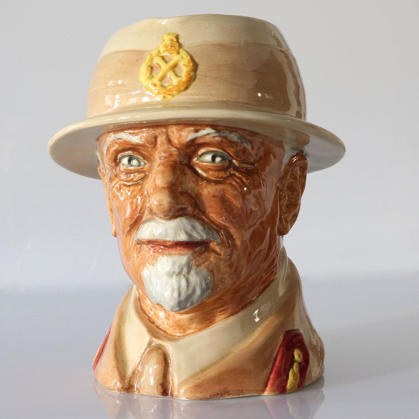 Smuts Character Jug | Royal Doulton England | Toby Jug: A rare Royal Doulton character jug / toby mug of Field Marshal Smuts. This large jug was modeled by Harry Fenton and hand-painted in England. It was produced between 1946-1948 and numbers D6198.Jan Ch