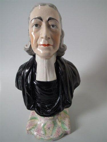 Kent Staffordshire John Wesley Bust: Title: Kent Staffordshire John Wesley Bust Description: Kent Staffordshire John Wesley Bust Description Kent Staffordshire bust with a religious theme which features John Wesley, resting on a marbleis