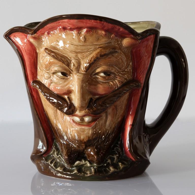Mephistopheles Character Jug | Royal Doulton England |: A rare and fine example of a Royal Doulton character jug / toby mug Mephistopheles. This large jug was designed by Charles Noke and Harry Fenton and hand-painted in England. It numbers D5757 and was i