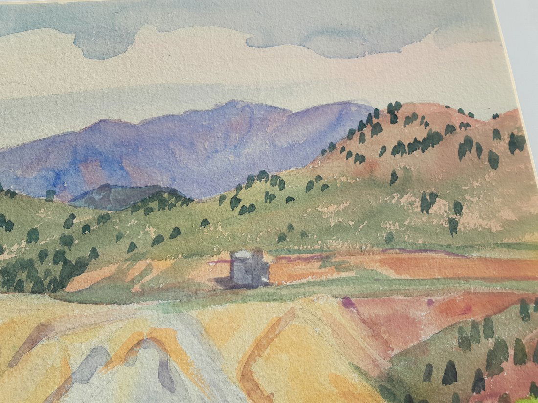 Virginia City, Nevada: Artist: Robert Lee Eskridge Title: Virginia City, Nevada Medium: watercolor Dimensions: 35.5 X 30 Description: A signed watercolor on heavy wove watercolor paper of the landscape in Virginia City, Nev