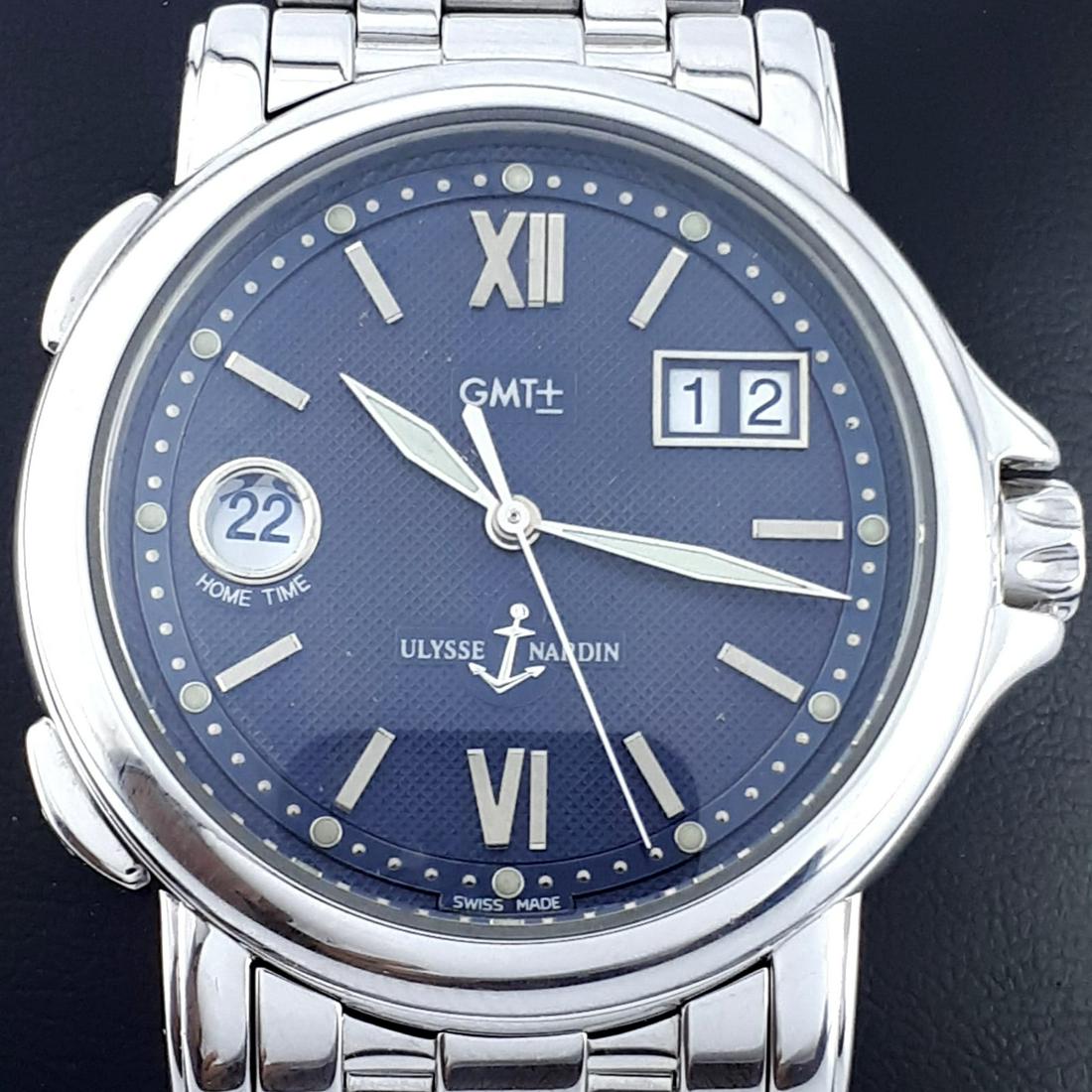 Ulysse Nardin - San Marco Dual Time GMT Big Date -: Brand:Ulysse Nardin Model:San Marco Dual Time GMT Big Date Reference Number: 223-88 Gender:Men Period:2011-present Movement:Automatic Case material: Steel Extras:Universal Watch Box Type:Analogue wris