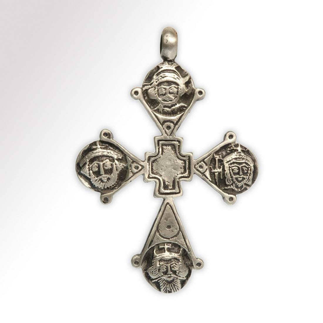 Byzantine Large Silver Cross with Saints (1 of 4)