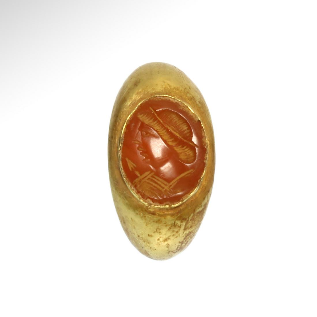 Roman Gold and Cornelian Intaglio Ring, c.1st Century (1 of 7)
