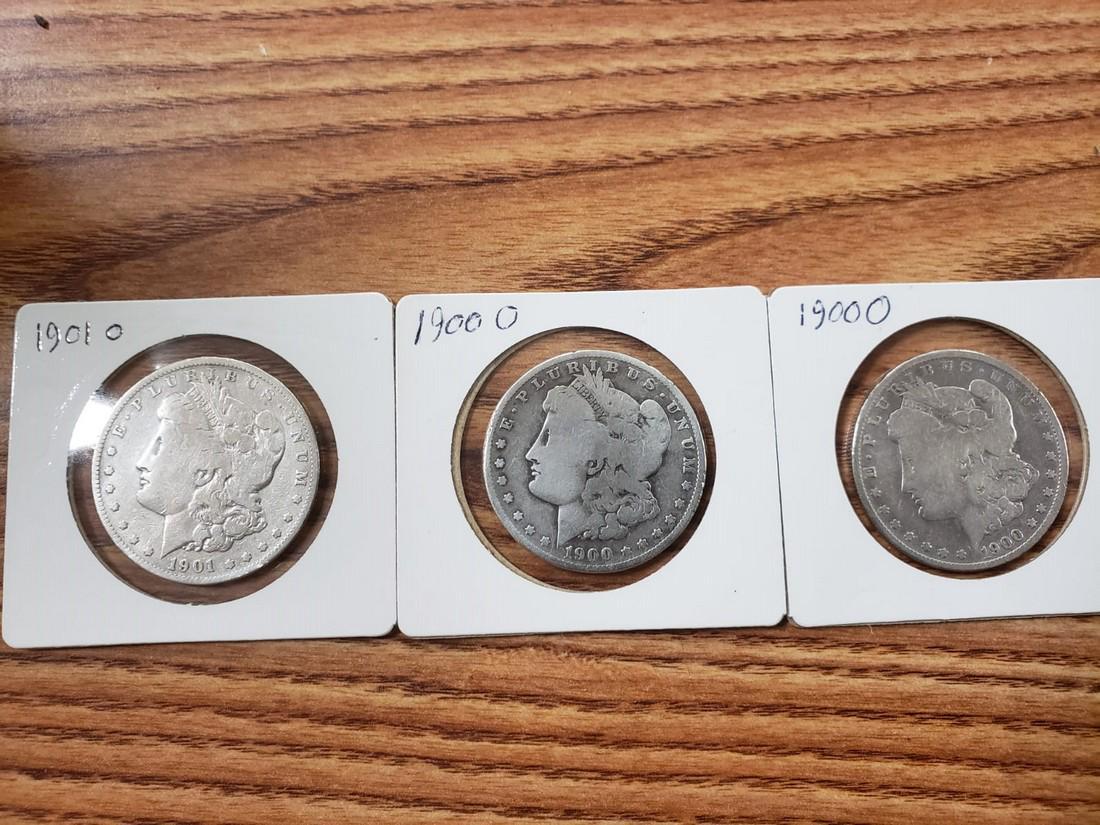 Lot 3 Morgan silver dollars 1900 and 1901 (1 of 8)