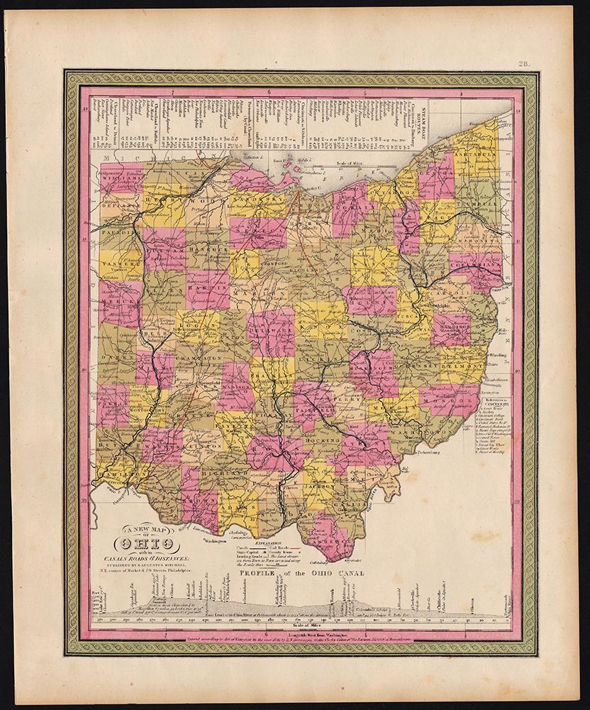 Scarce 1848 Mitchell map of Ohio (1 of 4)