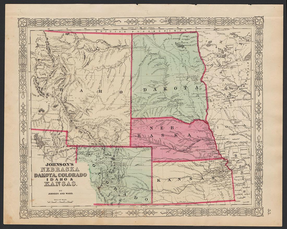 1863 Johnson’s Neb., Dak., Col., Ida., Kans. (1 of 3)