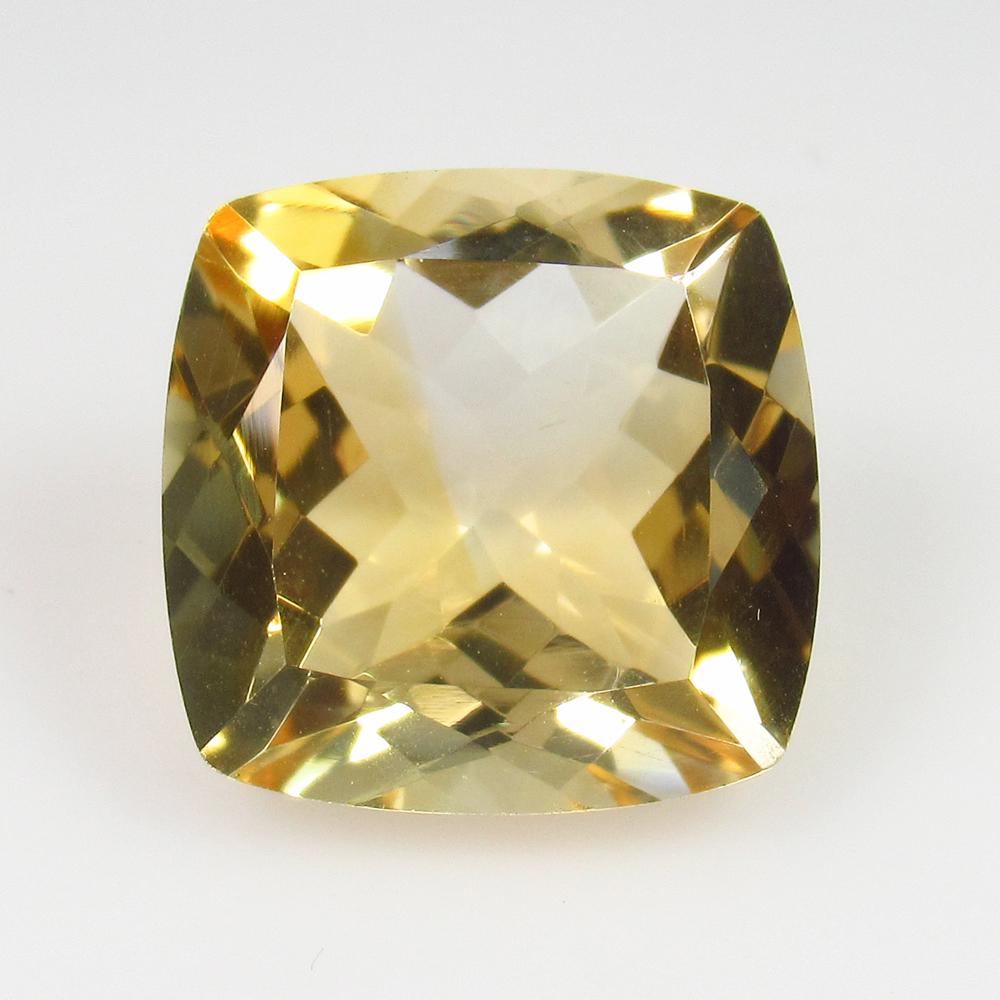 10.25 Ct Genuine Yellow Citrine 14X14 mm Cushion Cut (1 of 2)