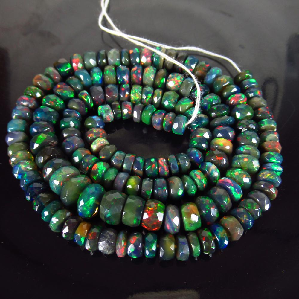 49.73 Ct Genuine151 Drilled Fire Black Opal Beads (1 of 2)