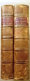 1857 Two-Vol Set Remains of Thomas Hearne: Two-Volume Set “Reliquiae Hearnianae: The Remains of Thomas Hearne M A of Edmund Hall..”, by Philip Bliss, printed at Oxford for the Editor by James Wright, 1857. Half and Full titles. Frontis of