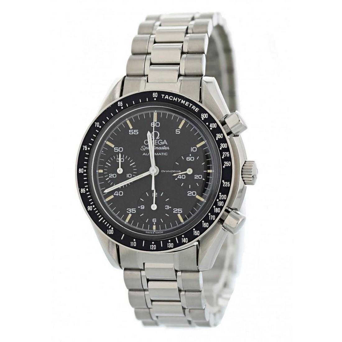 Omega Speedmaster Reduced 3510.50 Watch: Details Omega Speedmaster Reduced 3510.50.00 Mens Watch. 39mm Stainless Steel case with a steel tachymeter bezel. Black dial with steel luminous hands and indexes. date display. Three chronograph subd