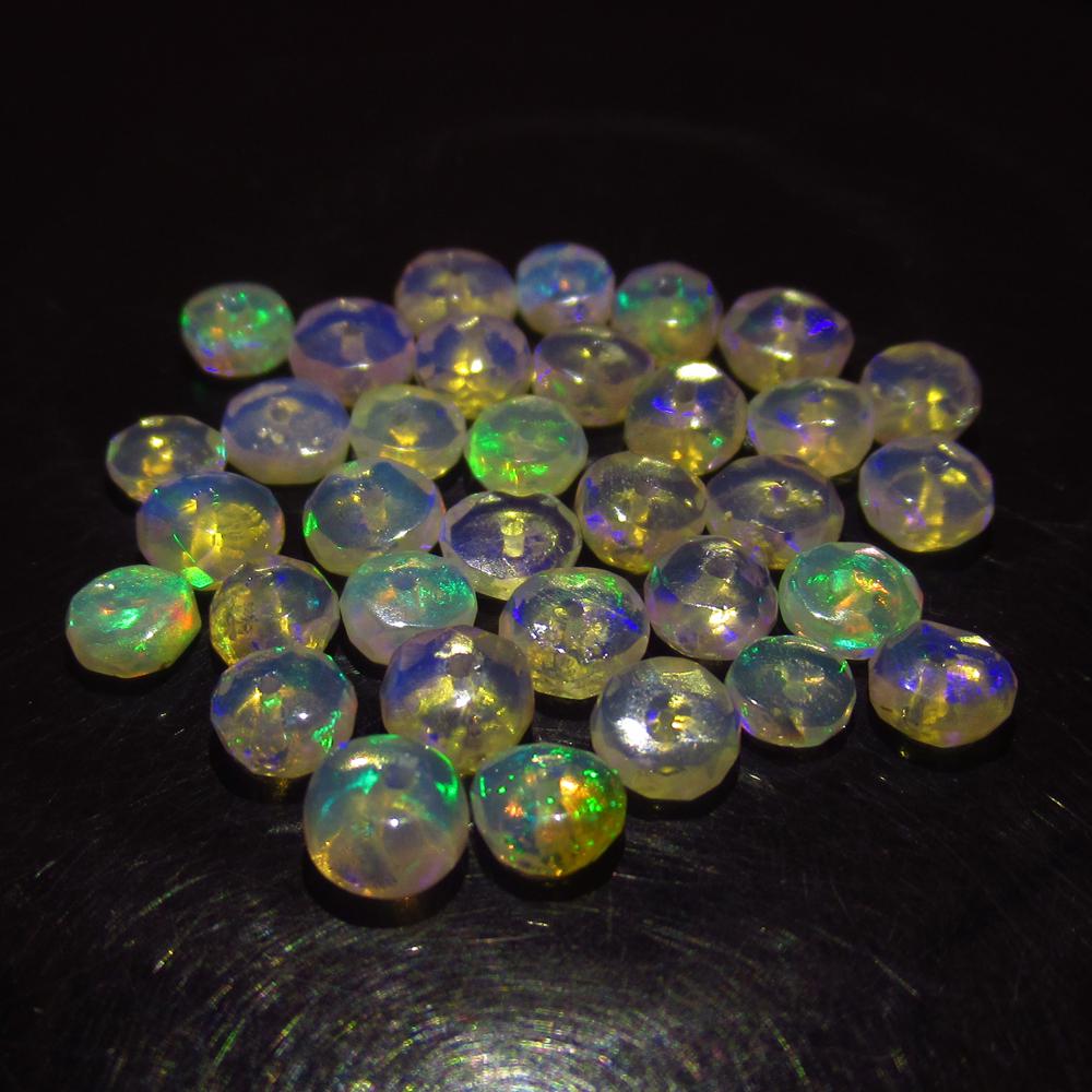 7.49 Ct Genuine 34 Drilled Round Faceted Opal Beads (1 of 2)