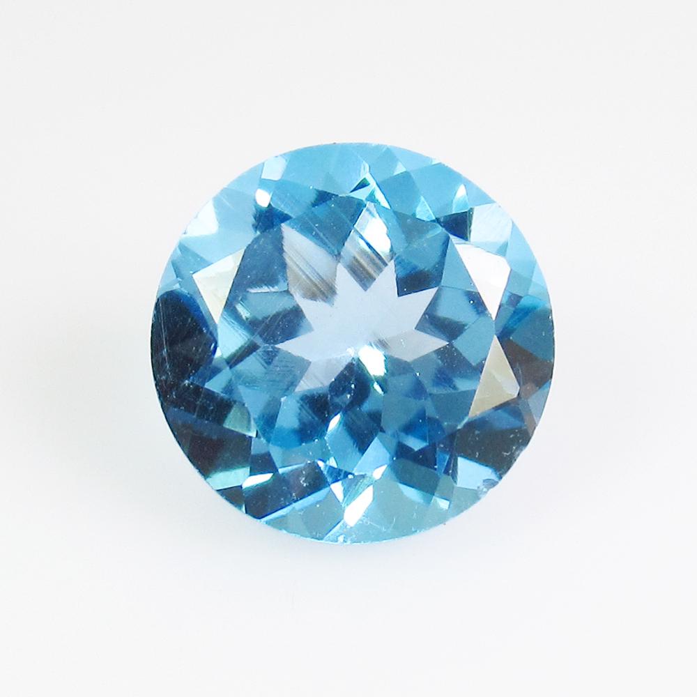 2.91 Ct Genuine Swiss Blue Topaz 9 mm Round Cut (1 of 2)