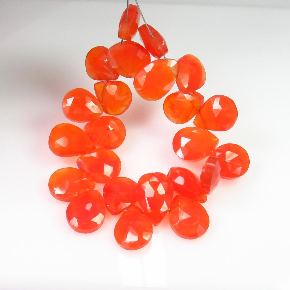 48.38 Ct Genuine 21 Orange Carnelian Drilled Pear Beads (1 of 2)