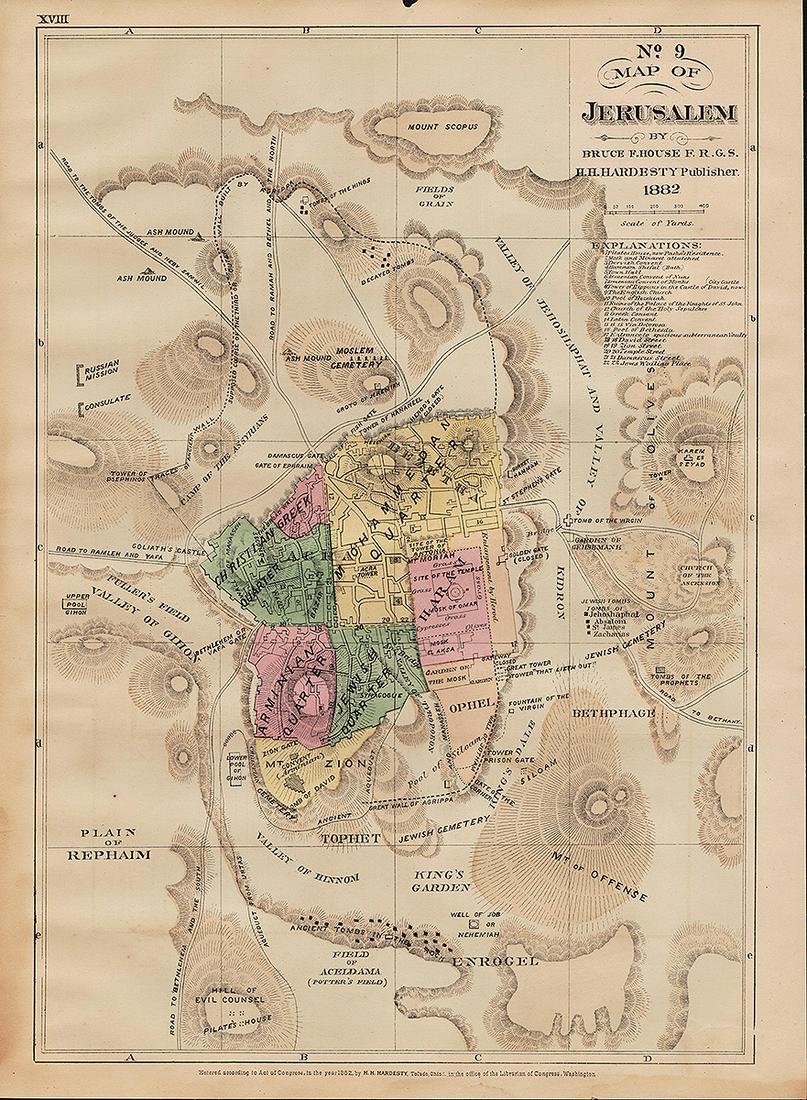 1882 Biblical Map of Jerusalem – House/Hardesty (1 of 3)