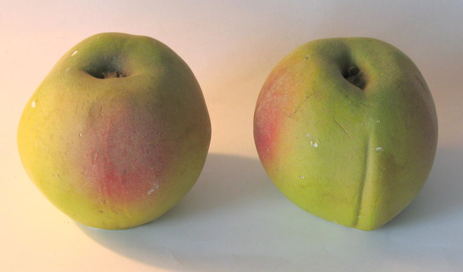 Country Store Display Of Peaches.: Title: Country Store Display Of Peaches. Date/Period: 1950's Dimension: life size Provenance:Nice pair of plaster peaches from a country store display. Shipping: Domestic: Flat-rate of $20.00 to anywh