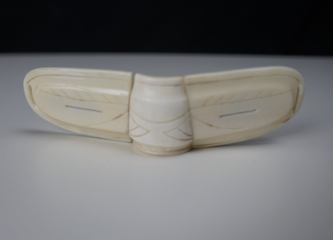 Siberian INUIT Snow GOGGLES, Antique: Title: Siberian INUIT Snow GOGGLES, Antique Date/Period: Eatly 20th century Origin: Dimension: 5.5 inches large - 42 grams Material: Walrus tusk, metal joints Provenance:Early 1900s snow glasses, carv