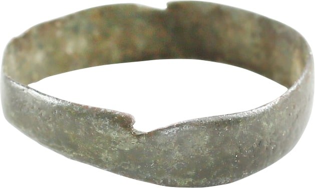 VIKING WEDDING RING, 10TH-11TH CENTURY AD SIZE 9: No Reserve! Broad band, 4.5mm, with low rounded face. Surface slightly textured from burial. Gift boxed with certificate of authenticity. Shipping: Domestic: Flat-rate of $9.95 (for one or more lots) 