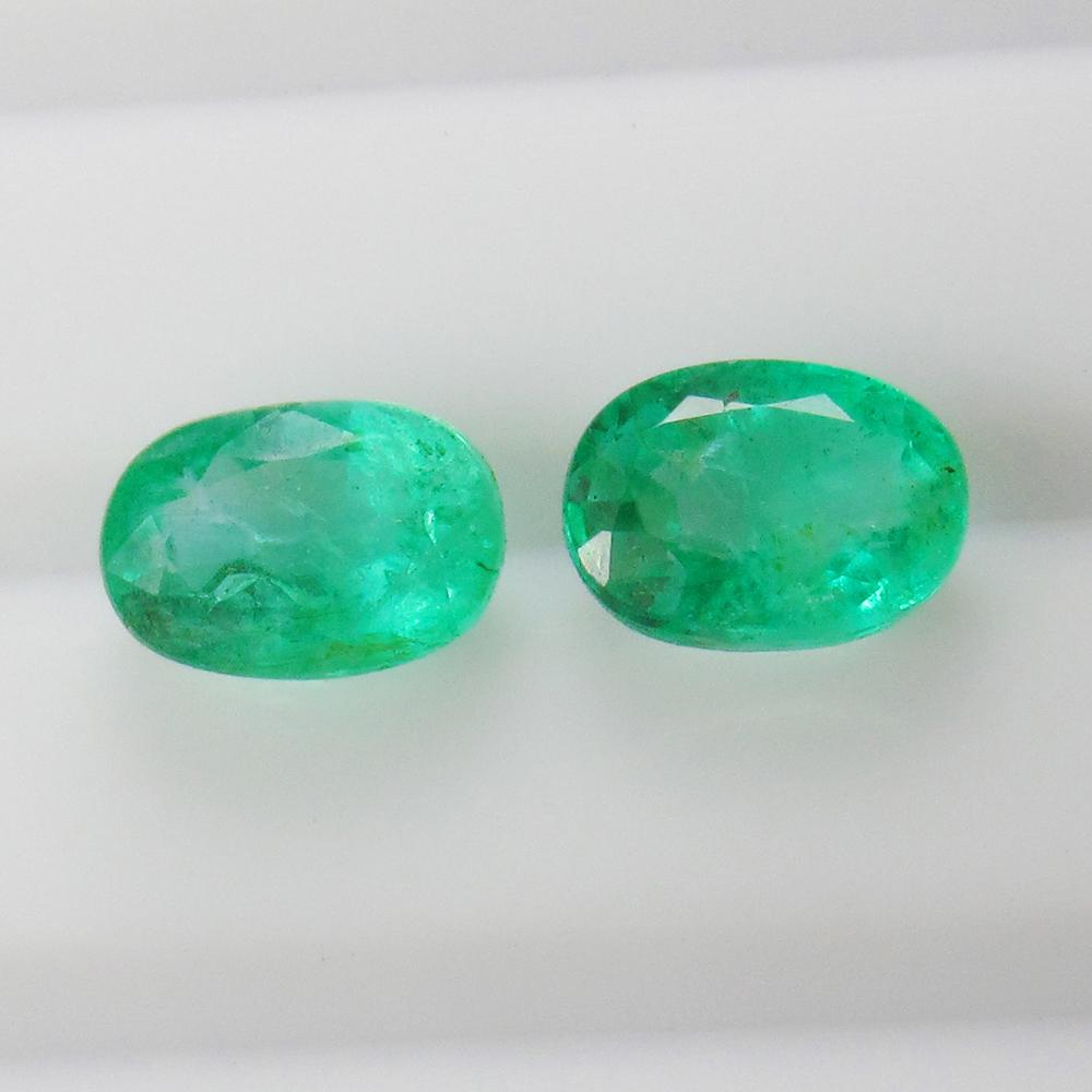 3.52 Ctw Natural Zambian Emerald Oval Pair (1 of 2)