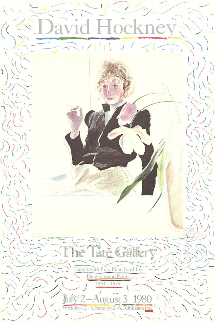 David Hockney: Celia In A Black Dress With White: Celia In A Black Dress With White Flowers by David Hockney, 1980 Unsigned Lithograph.Paper size is 30 x 20 inches, with an image size of 17 x 14 inches.The Lithograph is from an edition size of 1000 a