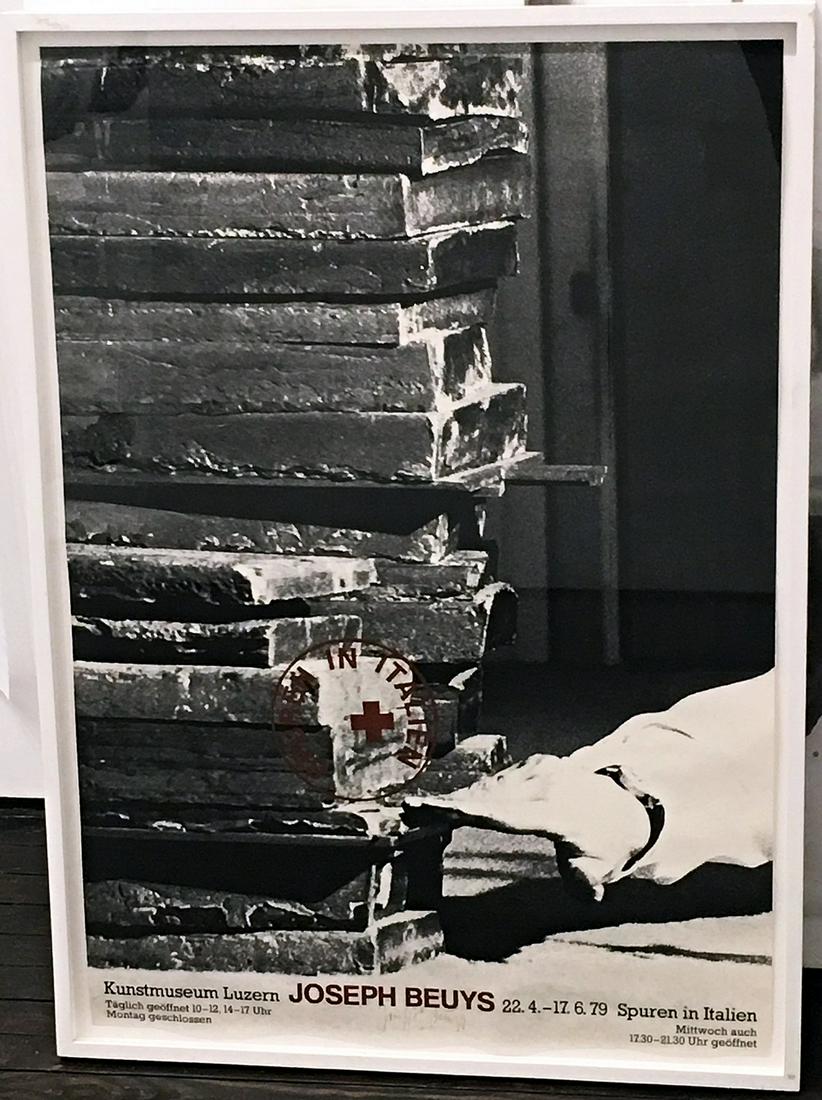 Joseph Beuys: Spuren in Italian, Kunstmuseum Luzern: Artist: Joseph Beuys Title: Spuren in Italian, Kunstmuseum Luzern Medium: offsetlithograph and screenprint Dimensions: 38" x 27" sheet plus frame Description: signed in pencil poster for 1979 Joseph B
