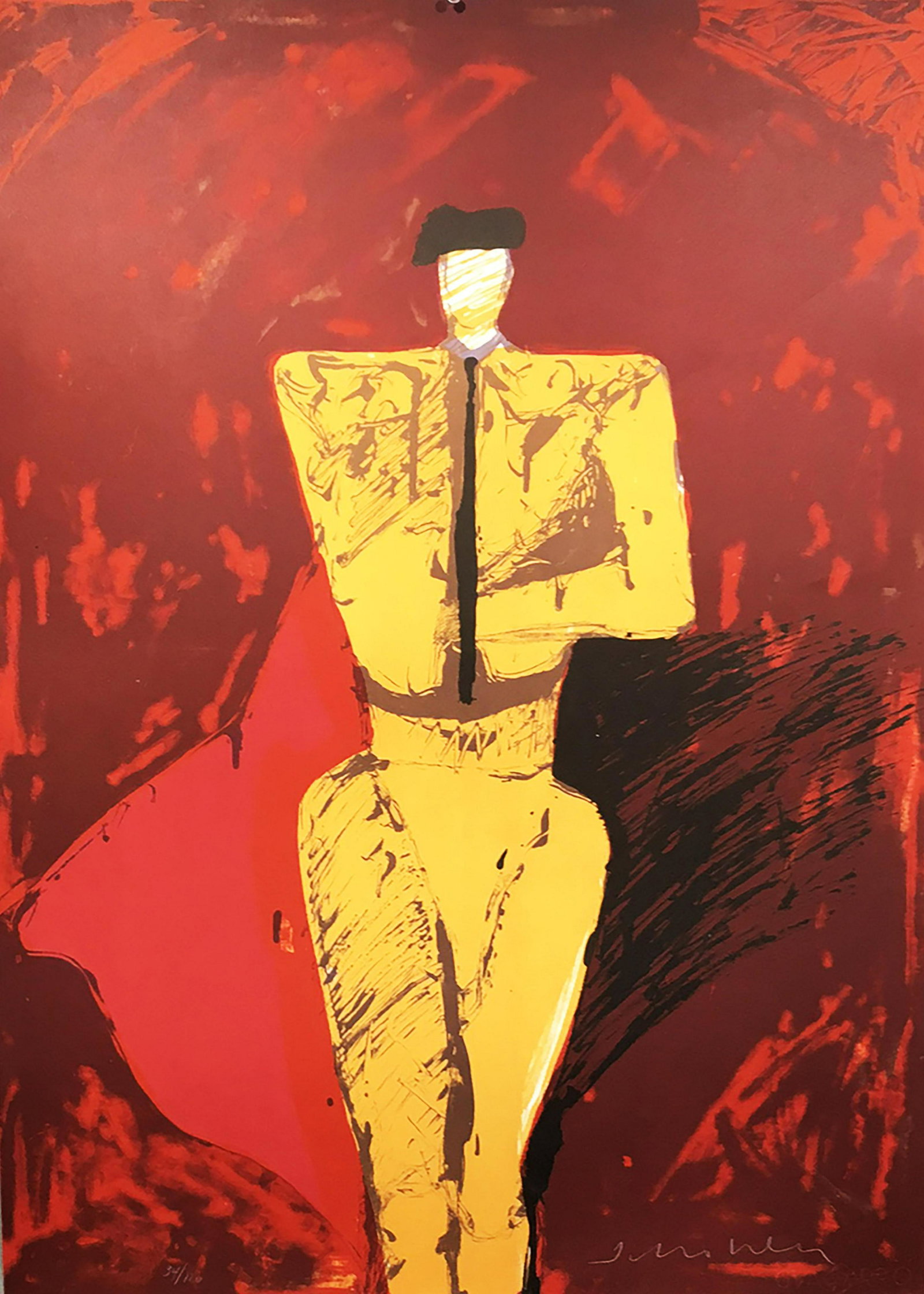 Fritz Scholder "Matador" Original Lithograph: Artist: Fritz Scholder Title: Portrait of a Matador Medium: Original lithograph in colors on Guarro paper Size: 29 7/8" x 22" Edition: Limited edition of 120 Signature: Hand signed in the lower margin