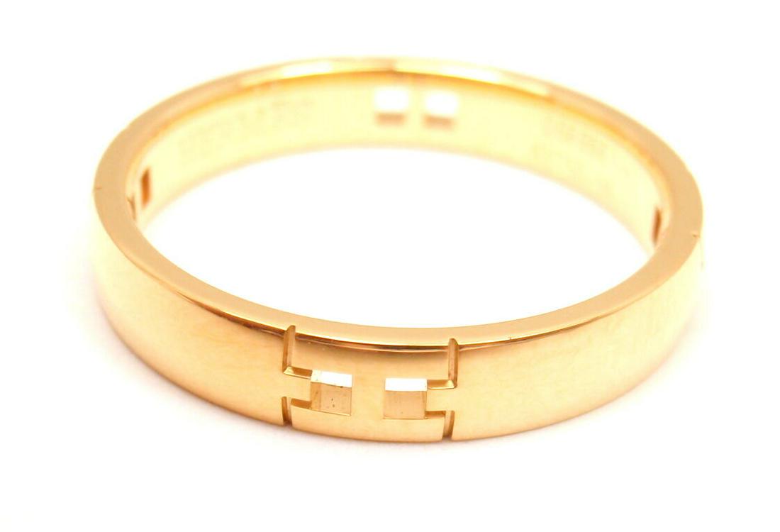 MINT! AUTHENTIC HERMES 18K SOLID YELLOW GOLD "H" (1 of 5)