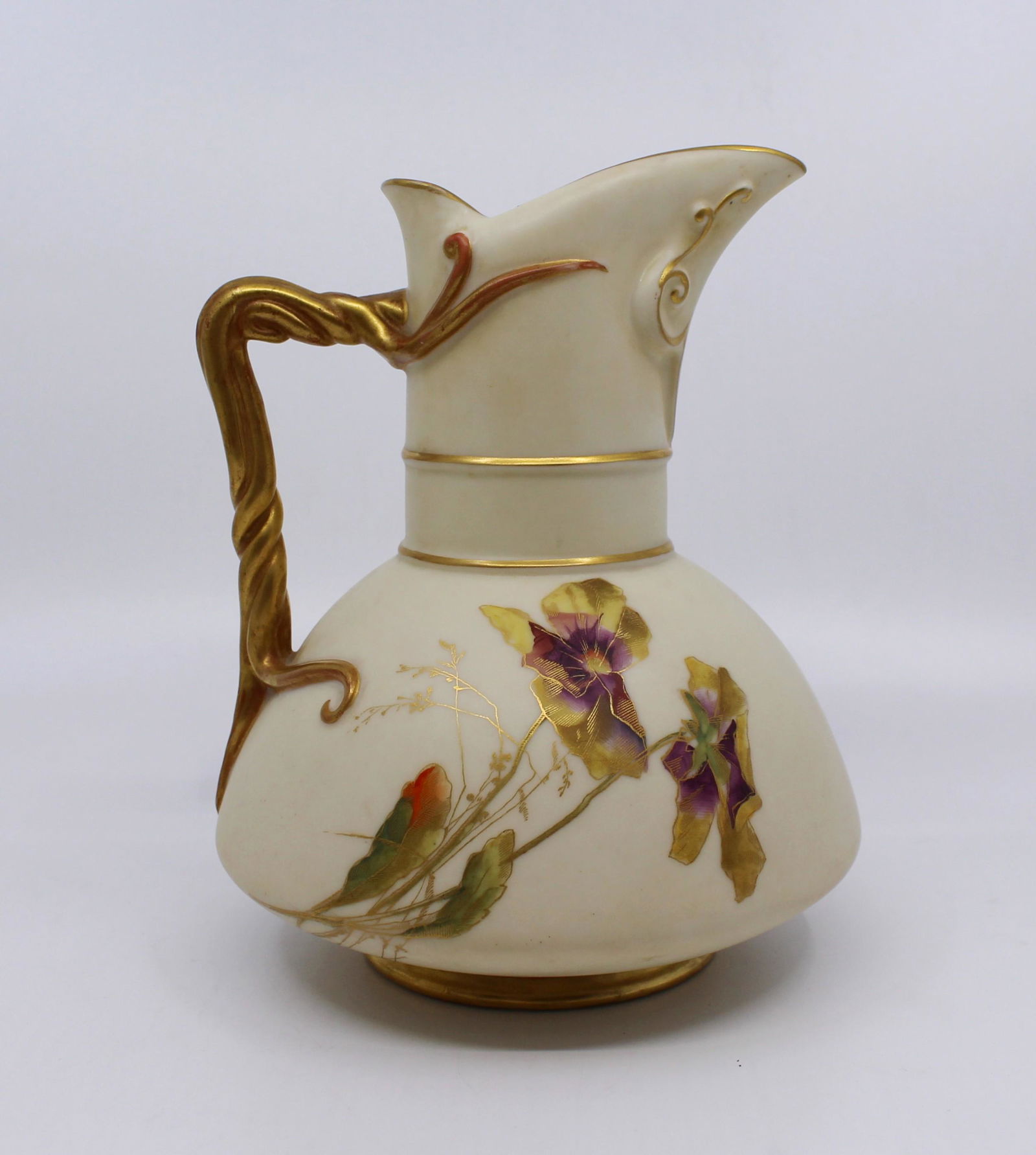 Late 19th C. Royal Worcester Gilded Blush Jug 1891: Description Manufacturer Royal Worcester, Made in England Date 1891 Model No. 1378 Backstamp Royal Worcester first quality backstamp. Registration number and shape model number Condition No chips, cra