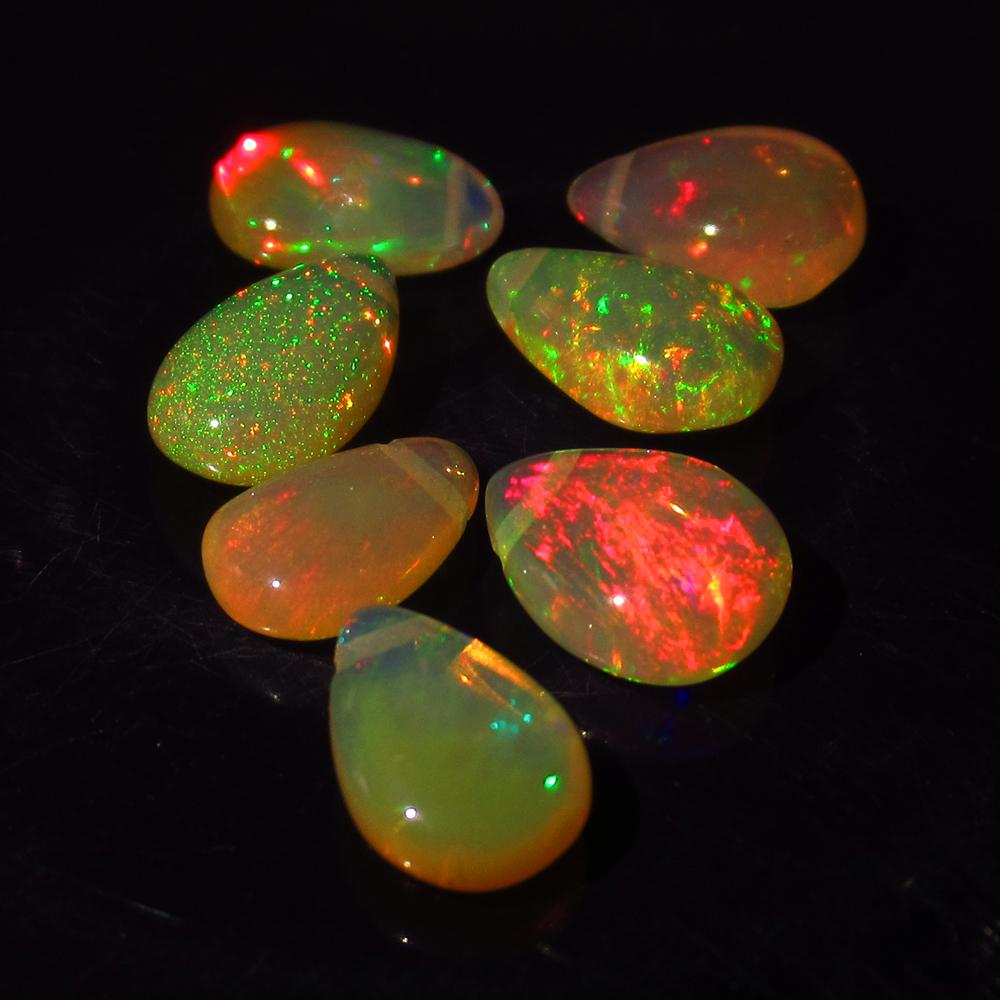 7.46 Ct Genuine 7 Fire Opal Pear Beads (1 of 2)