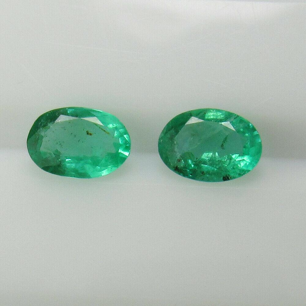 0.85 Ct Genuine Zambian Emerald Oval Pair (1 of 2)