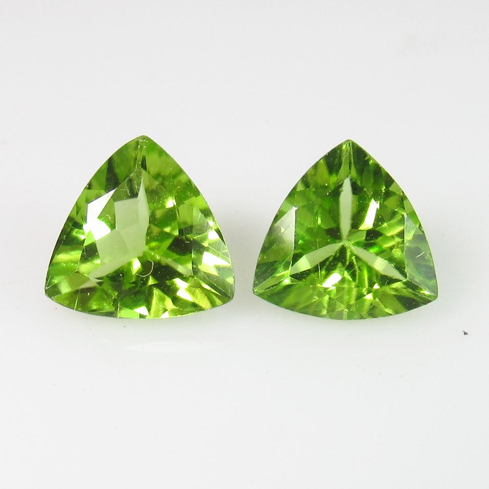 2.23 Ct Genuine Pakistan Peridot Trillion Pair (1 of 2)