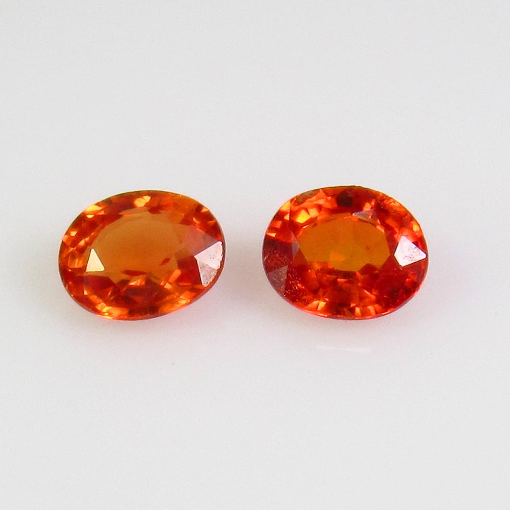 0.95 Ctw Natural Orange Sapphire 5X4 mm Oval Pair (1 of 2)