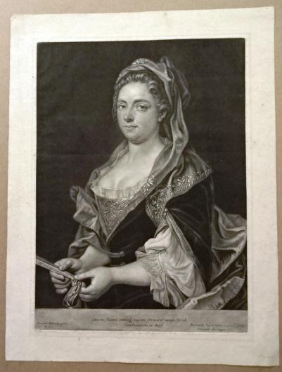 1735 Mezzotint Engraving Frau Haberstock Bernard Vogel: Mezzotint engraving after Joannes Kupezky, by Bernard Vogel, entitled Â“Cuncta fluunt, omnisq vagans formatur imago OvidÂ”, of Frau Haberstock.1733.Very Good, measures 13 x 16.5Â”. Reserve: $